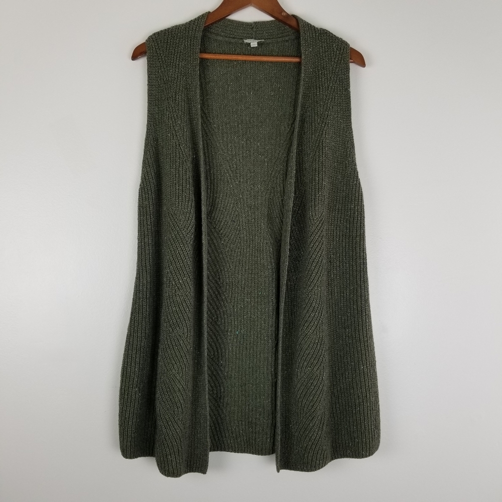 TALBOTS Olive Green Boho Sweater Vest Sz M